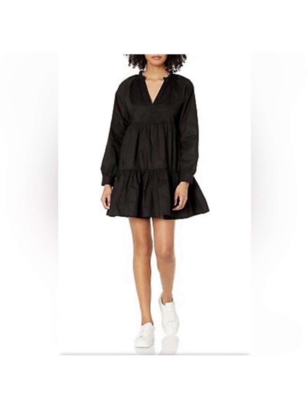 BB Dakota Steve Madden These Days Poplin Cotton Mini Dress Sz S Black Tiered NEW
